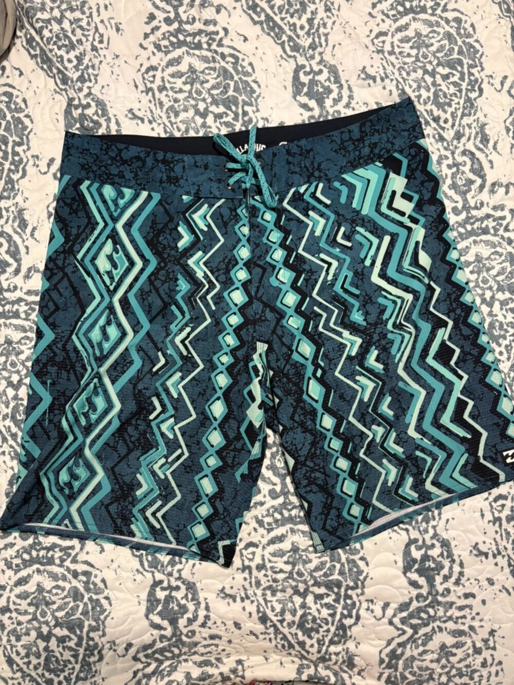 Billabong Sundays Airlite Geometric Board Shorts Teal Blue Size 32